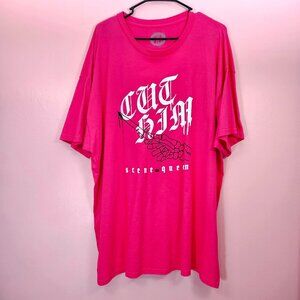 NWOT Hot Topic Scene Queen Band T-Shirt Pink Glitter Bimbocore Metal Graphic Tee